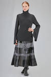 gonna 'sculpture' a ruota in denim stone wash di cotone e ritagli in eco-pelle - JUNYA WATANABE 