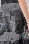 gonna 'sculpture' a ruota in denim stone wash di cotone e ritagli in eco-pelle - JUNYA WATANABE 