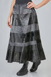 gonna 'sculpture' a ruota in denim stone wash di cotone e ritagli in eco-pelle - JUNYA WATANABE 