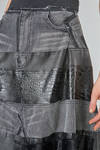 gonna 'sculpture' a ruota in denim stone wash di cotone e ritagli in eco-pelle - JUNYA WATANABE 