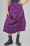 longuette skirt, lean and asymmetric in virgin wool and silk tartan - MARC LE BIHAN 