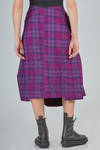 longuette skirt, lean and asymmetric in virgin wool and silk tartan - MARC LE BIHAN 