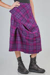 longuette skirt, lean and asymmetric in virgin wool and silk tartan - MARC LE BIHAN 