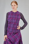 short, lean and asymetric top in wool tartan - MARC LE BIHAN 