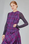 short, lean and asymetric top in wool tartan - MARC LE BIHAN 