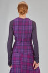 short, lean and asymetric top in wool tartan - MARC LE BIHAN 