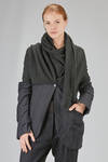 long and slim jacket in virgin wool knit and cotton, virgin wool and metal pinstripe twill - MARC LE BIHAN 
