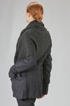 long and slim jacket in virgin wool knit and cotton, virgin wool and metal pinstripe twill - MARC LE BIHAN 