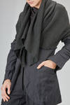 long and slim jacket in virgin wool knit and cotton, virgin wool and metal pinstripe twill - MARC LE BIHAN 