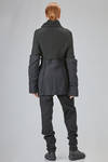 long and slim jacket in virgin wool knit and cotton, virgin wool and metal pinstripe twill - MARC LE BIHAN 