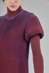 longuette 'sculpture' dress in polyester pleats hand dyed with iridescent effect - MELITTA BAUMEISTER 