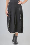 gonna longuette, linea a tulipano, in jersey fiammato di lana e nylon - RUNDHOLZ 