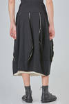 gonna longuette, linea a tulipano, in jersey fiammato di lana e nylon - RUNDHOLZ 