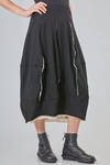 gonna longuette, linea a tulipano, in jersey fiammato di lana e nylon - RUNDHOLZ 