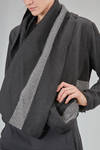 short and wide cardigan jacket in boiled wool and polyamide twill - RUNDHOLZ 