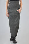 gonna lunga a tubino in canvas stretch di cotone, canapa e elastan - RUNDHOLZ DIP 