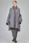 oversize coat in linen, wool, silk and polyamide melange felt cloth - RUNDHOLZ DIP 