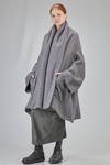 oversize coat in linen, wool, silk and polyamide melange felt cloth - RUNDHOLZ DIP 