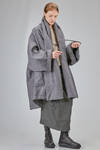 oversize coat in linen, wool, silk and polyamide melange felt cloth - RUNDHOLZ DIP 