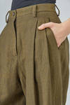 long and wide trousers in spotted virgin wool and hemp bouclé - ZIGGY CHEN 