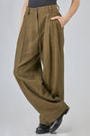 long and wide trousers in spotted virgin wool and hemp bouclé - ZIGGY CHEN 