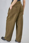 long and wide trousers in spotted virgin wool and hemp bouclé - ZIGGY CHEN 