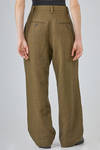 long and wide trousers in spotted virgin wool and hemp bouclé - ZIGGY CHEN 