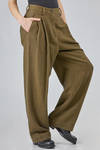 long and wide trousers in spotted virgin wool and hemp bouclé - ZIGGY CHEN 