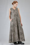 long dress, wide and flared in wool, linen and cashmere chevron - ZIGGY CHEN 