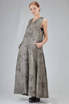 long dress, wide and flared in wool, linen and cashmere chevron - ZIGGY CHEN 