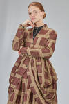 long jacket in melange washed  cotton and linen canvas with big gauzed square motif - ALEKSANDR MANAMIS 