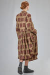 long jacket in melange washed  cotton and linen canvas with big gauzed square motif - ALEKSANDR MANAMIS 