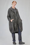 cappotto al ginocchio, in panno melange' di cotone, poliestere, acrilico, alpaca e lana vergine, foderato - HIGH 