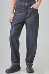pantalone a jeans 'sei' tasche, morbido, in tela di cotone e elastan ad effetto pelle - HIGH 