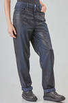 pantalone a jeans 'sei' tasche, morbido, in tela di cotone e elastan ad effetto pelle - HIGH 