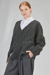 oversize hip-lenght sweater, asymmetric, in stretch merinos wool, yack, polyamide and elastan knit - ISABEL BENENATO 