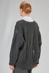 oversize hip-lenght sweater, asymmetric, in stretch merinos wool, yack, polyamide and elastan knit - ISABEL BENENATO 