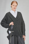 oversize hip-lenght sweater, asymmetric, in stretch merinos wool, yack, polyamide and elastan knit - ISABEL BENENATO 