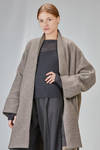 oversize knee-lenght coat, in virgin wool and polyester bouclé and in merinos wool, yack, polyamide and elastan knit - ISABEL BENENATO 