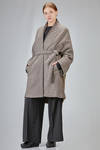 oversize knee-lenght coat, in virgin wool and polyester bouclé and in merinos wool, yack, polyamide and elastan knit - ISABEL BENENATO 