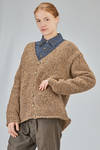 cardigan al fianco, ampio, in maglia boutonné melange di lana - YUTA MATSUOKA 