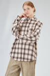 camicia classica a uomo in fustagno di cotone a check sfumati e profili a taglio vivo - 6167 STUDIO SHIRT 