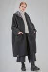 under the knee coat, wide, in nylon canva and virgin wool and polyester bouclé cloth - KIMONORAIN 