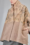 caban over a kimono in panno di lana melange e inserto in lana e alpaca serigrafato a mano - CHRISTINE MOREAU 