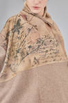caban over a kimono in panno di lana melange e inserto in lana e alpaca serigrafato a mano - CHRISTINE MOREAU 