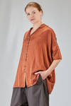 long and wide shirt in washed silk and cotton satin garment dyed - ALBUM DI FAMIGLIA 
