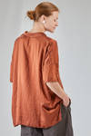long and wide shirt in washed silk and cotton satin garment dyed - ALBUM DI FAMIGLIA 