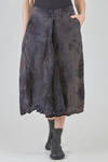 longuette skirt, wide and flared, in washed and hand dyed linen Prince of Wales - ATELIER SUPPAN 