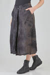 longuette skirt, wide and flared, in washed and hand dyed linen Prince of Wales - ATELIER SUPPAN 