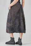 longuette skirt, wide and flared, in washed and hand dyed linen Prince of Wales - ATELIER SUPPAN 